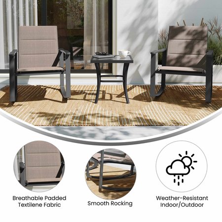 Flash Furniture Brown 3-Piece Rocking Chair and Side Table Set FV-FSC-2315-BRN-GG